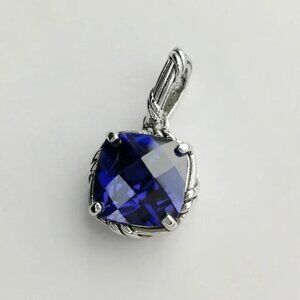 Sterling silver cable design Sapphire pendant for necklace